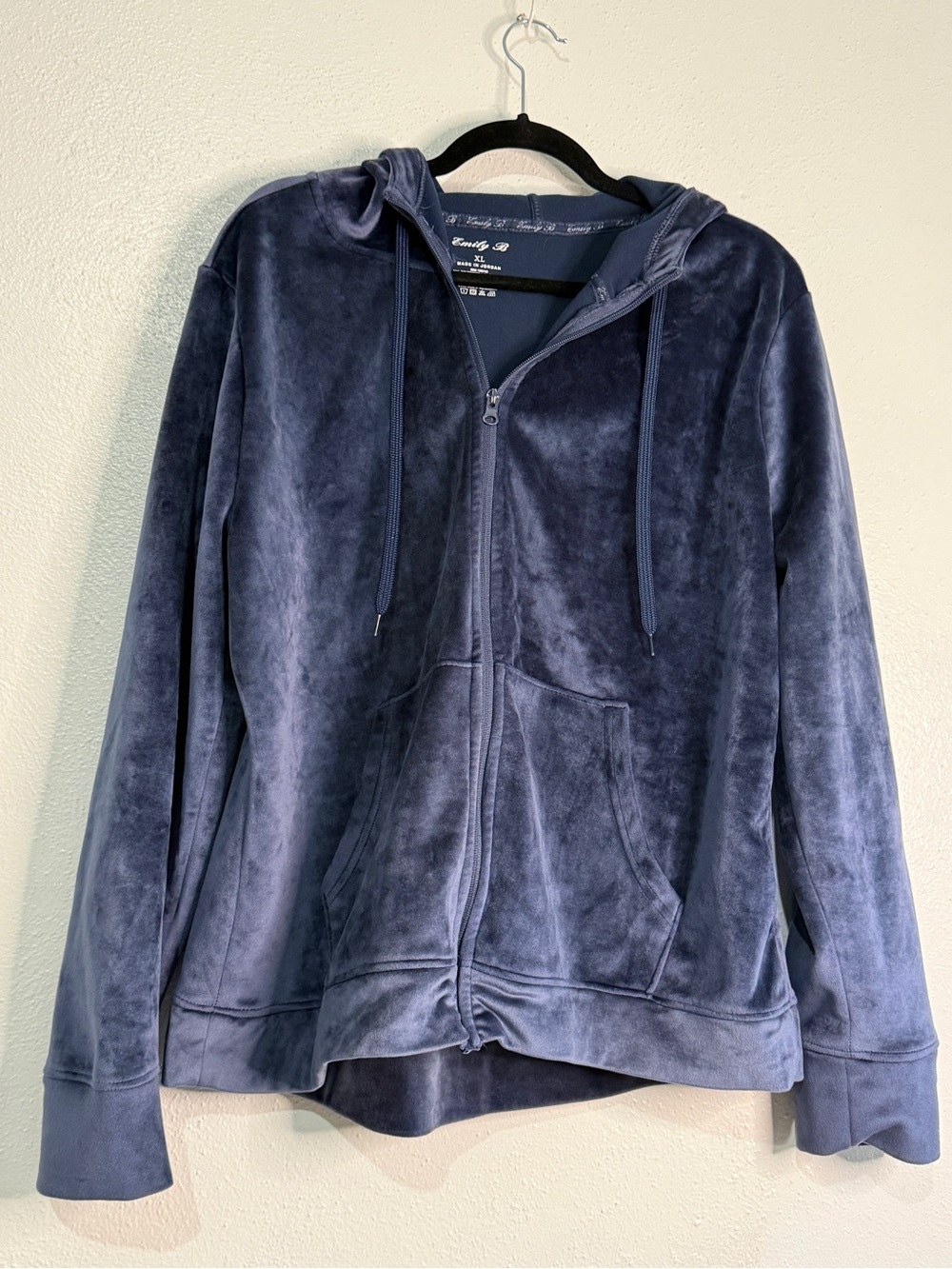 Emily B Plush Zip-Up Hoodie Jacket - Navy Blue. Sz XL.